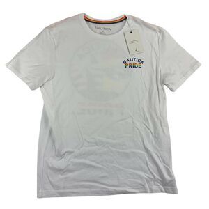 Nautica Mens Pride Graphic Crewneck Short Sleeve T-Shirt White M